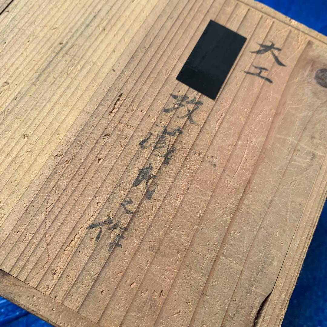 K542☆古い 愛媛 砥部焼 向井製 淡黄磁膾皿 5人前 陽刻 白磁 共箱付