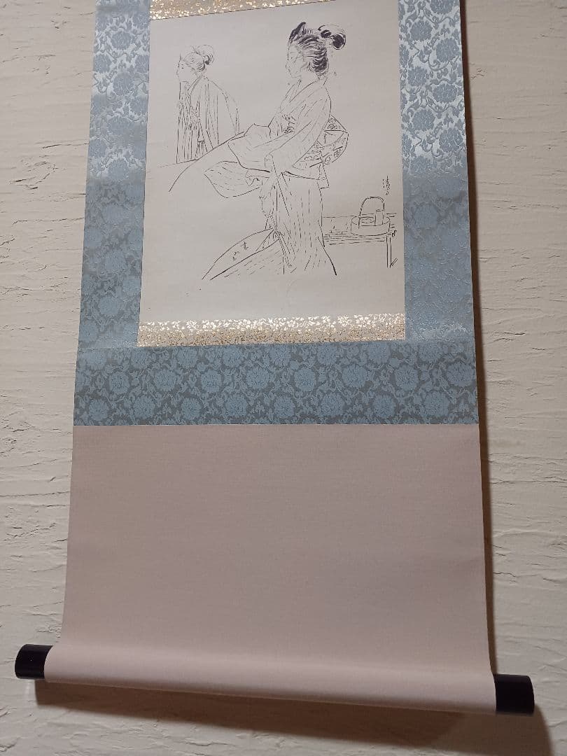 江戸屋の原画 掛軸 1175x420mm E449 煙草夏風の女 伝 鏑木清方