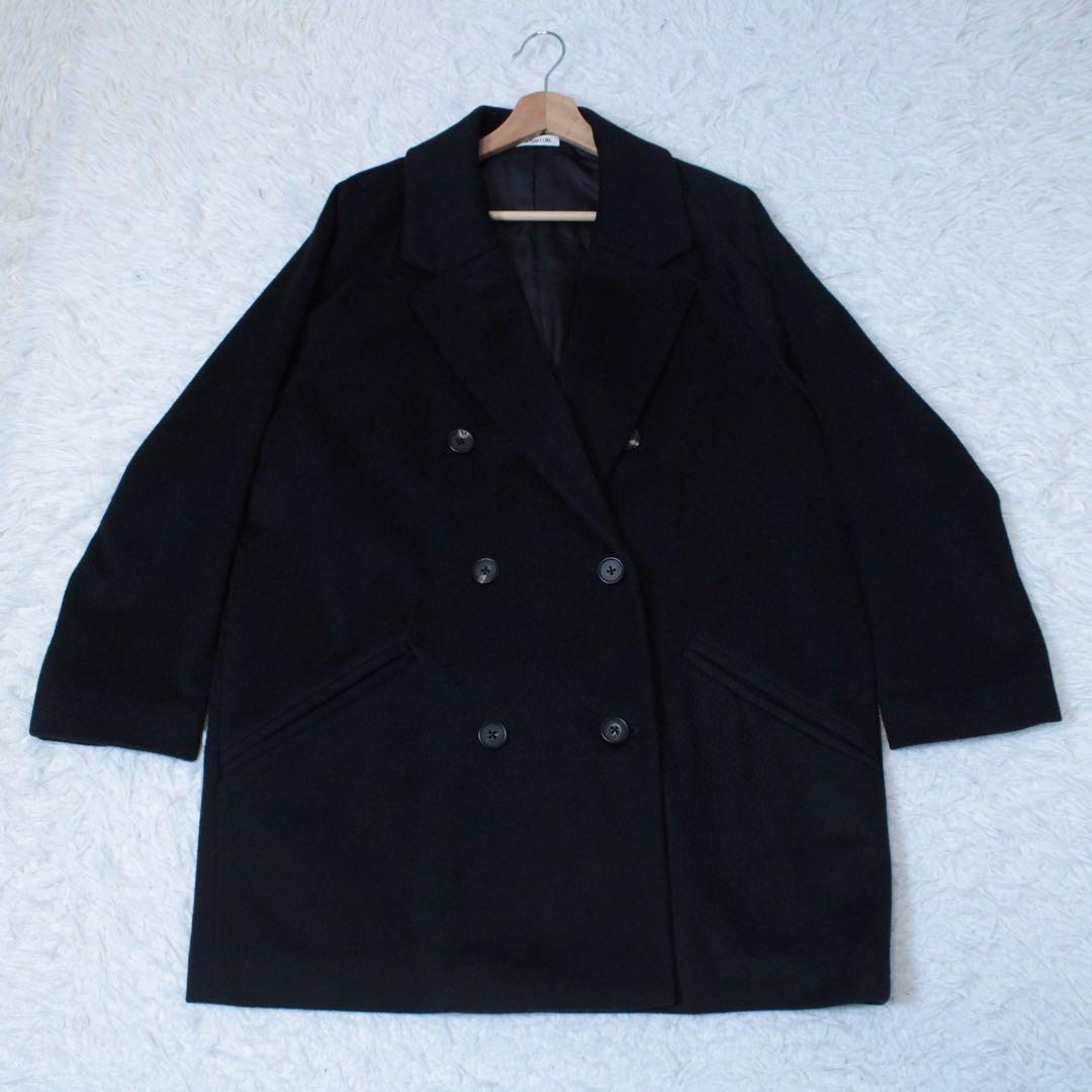 ドゥーズィエムクラス Short Double コート カシミヤ混 ブラック 黒