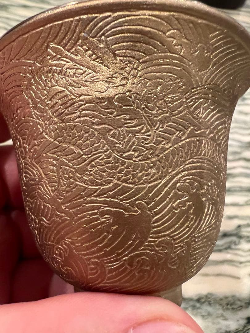 中国清乾隆年製銘双龍紋鍍金碗 官窯 唐物 古美術品 江戸 骨董