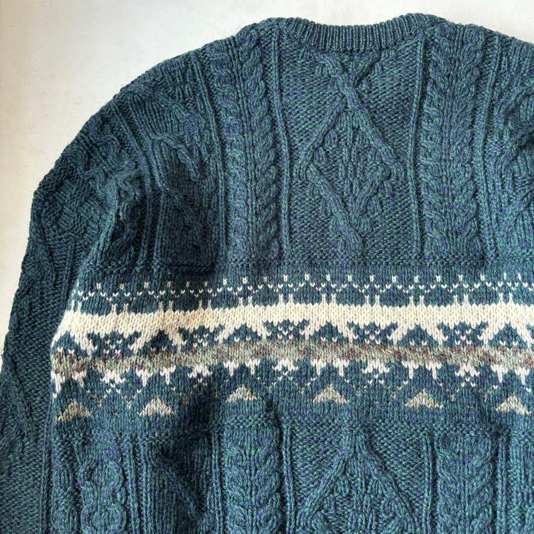 アイルランド製 フィッシャーマン セーター XL アランクラフト ウール