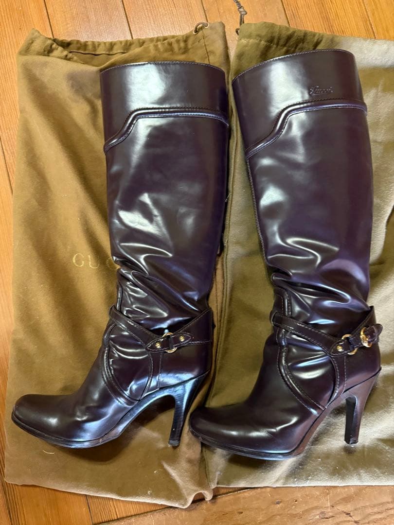 Gucci ダークブラウン ロングブーツ - メルカリ