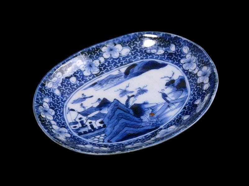 古伊万里 染付 墨弾き 梅に山村の図 手塩皿 A961AS-CWi - メルカリ