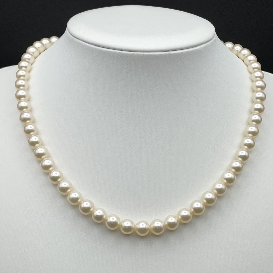 アコヤ真珠 真珠科学研究所鑑別書 約7mm-7.5mm ネックレス Silver