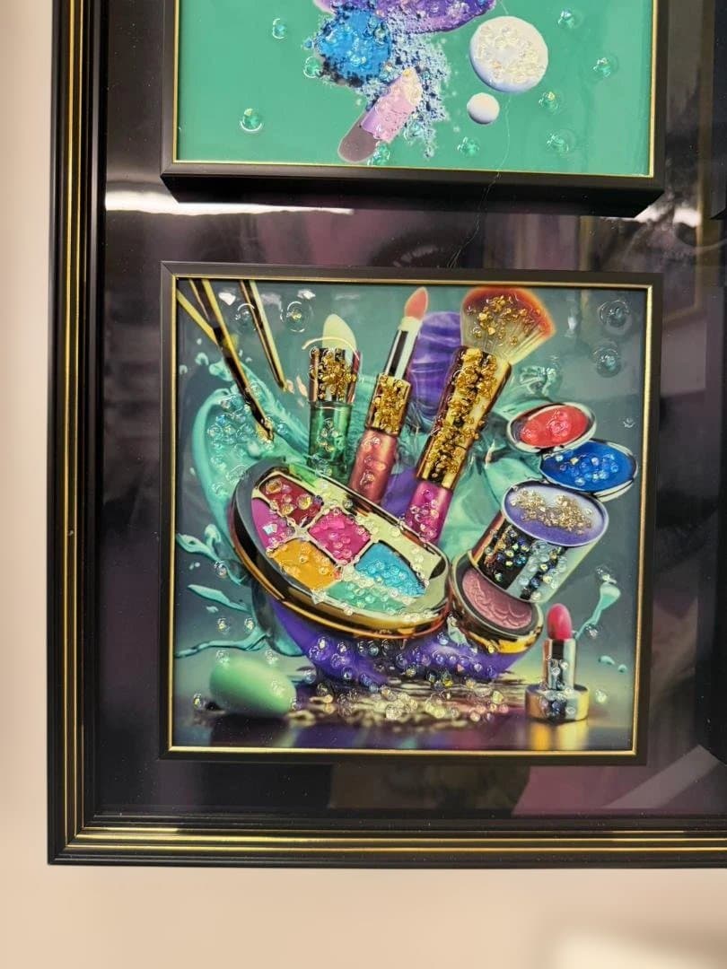 アートパネル 水晶絵 ブルー コスメ グリーン 美容 キラキラ 51 壁掛け