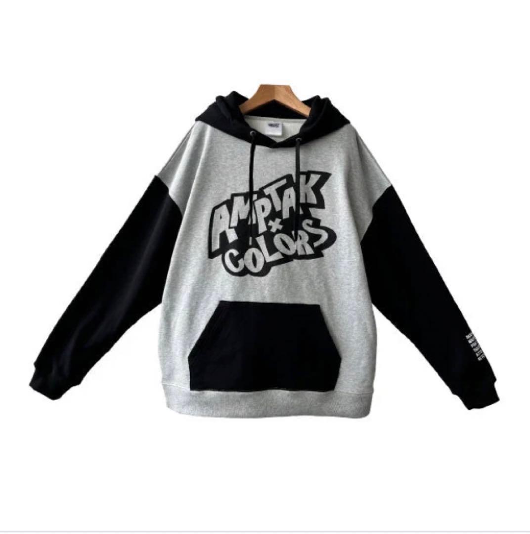 AMPTAKxCOLORS バイカラーパーカー BLACK×GRAY - メルカリ