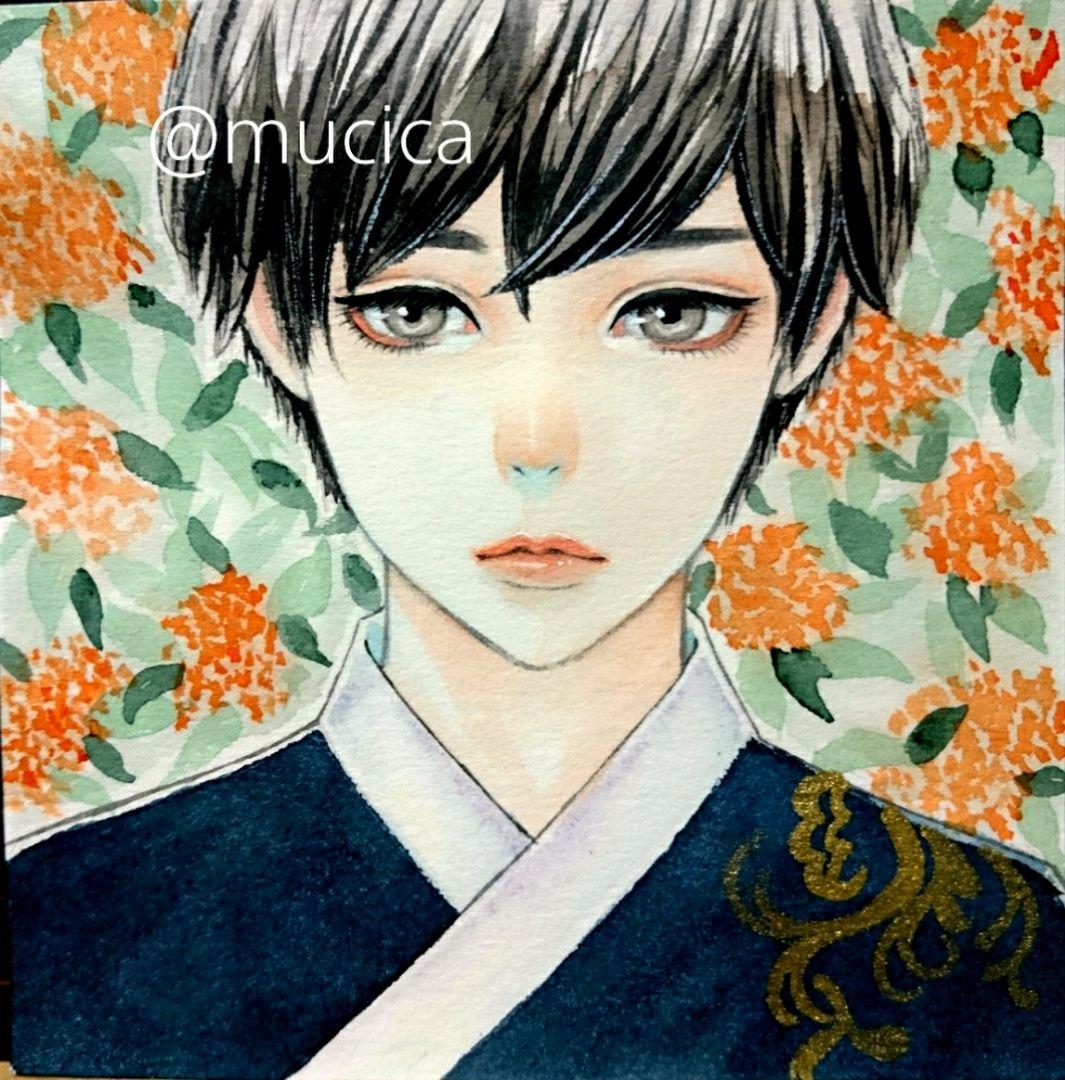 ポストカード 手描きイラスト 《 金木犀 》 水彩画 オリジナル