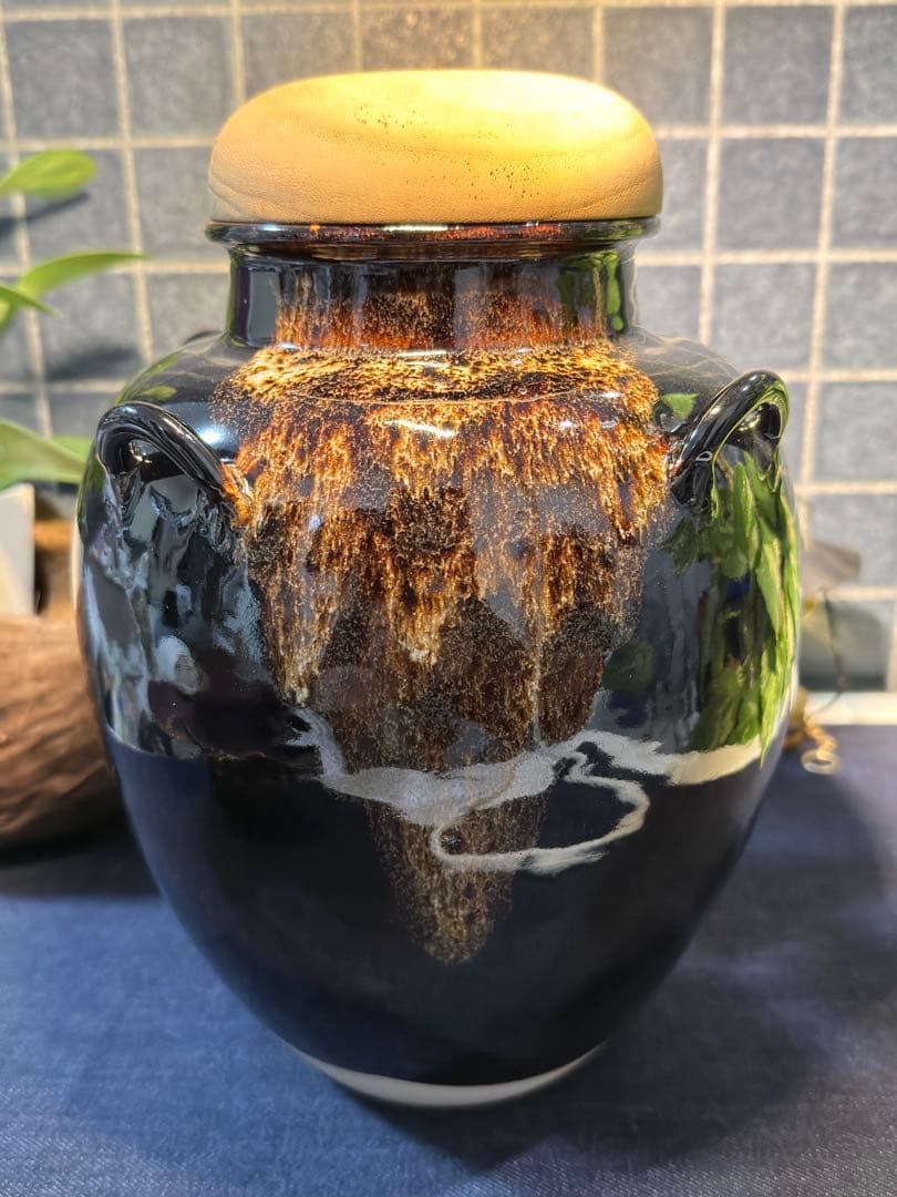 名工【加藤健】源九郎窯 志野茶入 飾壷 完品 網仕覆付 茶道具 時代