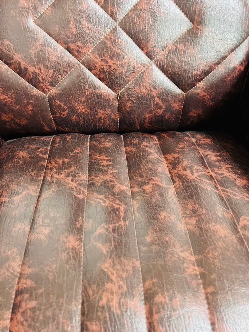 希少カリモクFURNITUREロビーチェア ブラウンマーブル柄