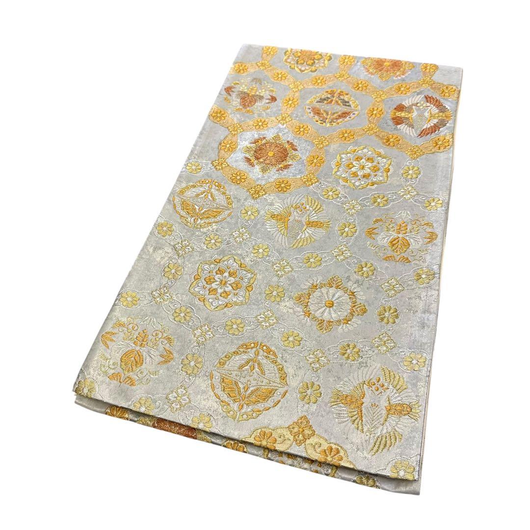 新品 正絹 袋帯 六通 七宝招宴文 金銀糸 仕立て上がり 4704 - メルカリ