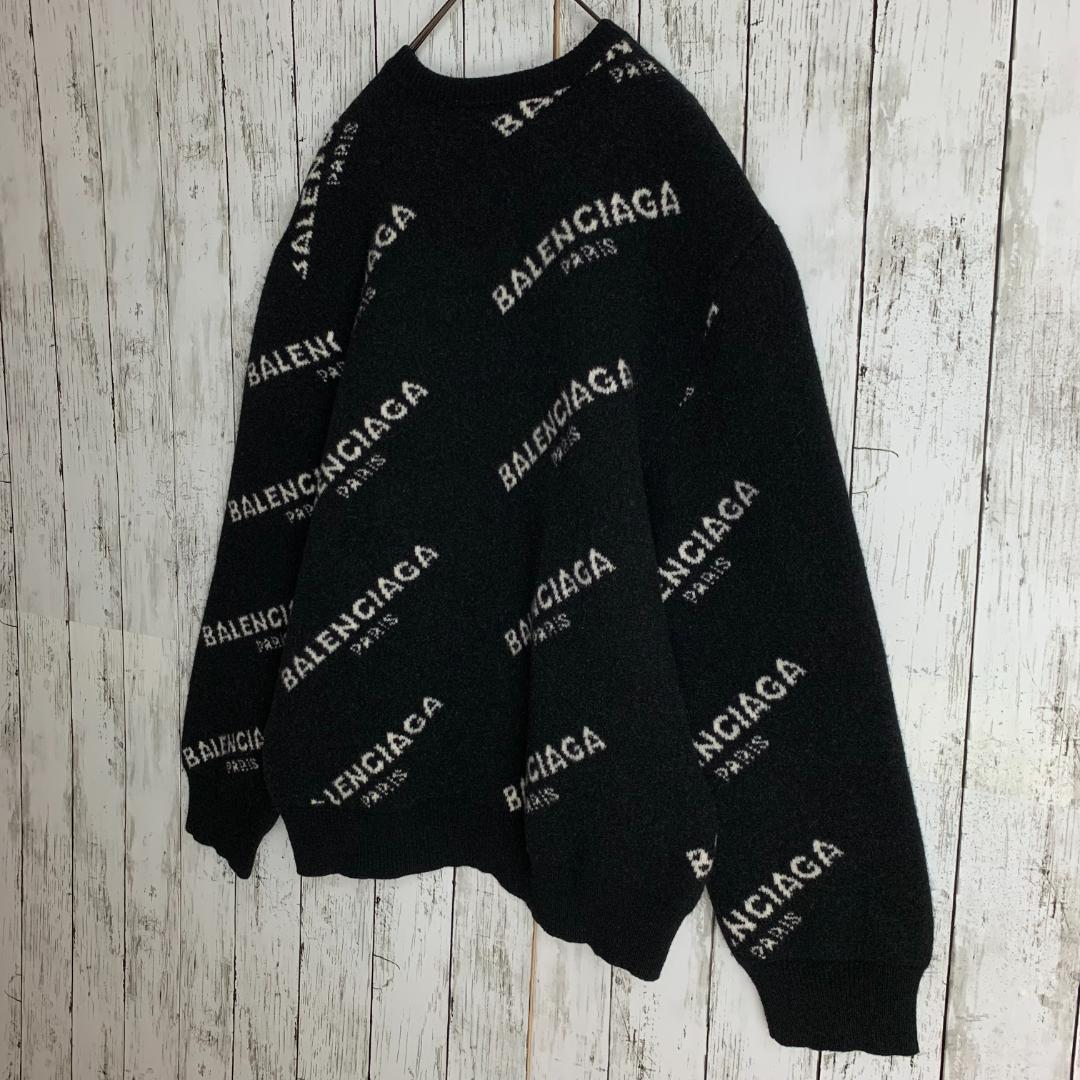 即完売・超絶人気モデル】バレンシアガ☆総柄ロゴ入りニット セーター