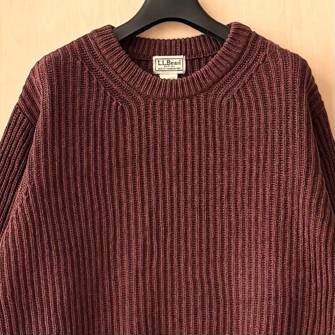 渋いカラー エルエルビーン 肉厚 コットンニット リブニット メランジ