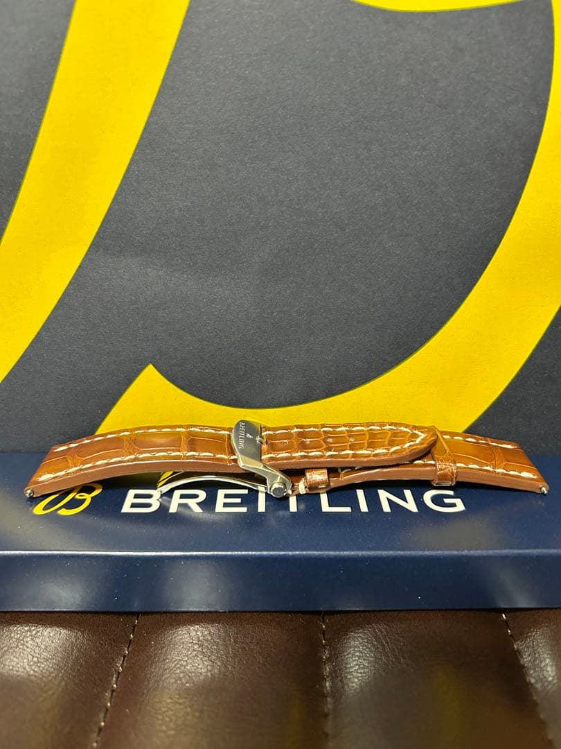 ブライトリング純正 ブラウンアリゲーターストラップ&Dバックル セット