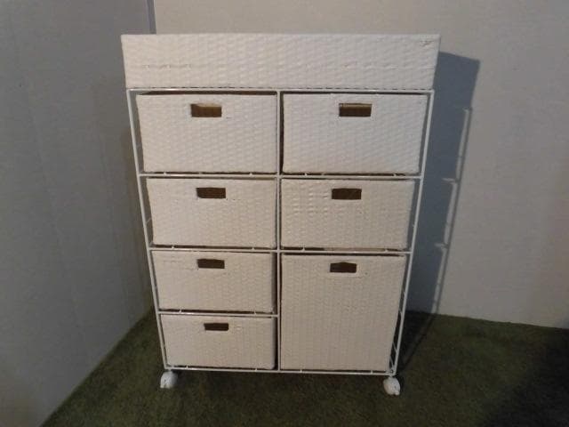 【全国一律送料無料・新品】ラタン風★サニタリー★ワイドランドリーチェスト ラタン風ランドリーチェスト ワイド3段（幅74・奥行34.5・高さ80cm