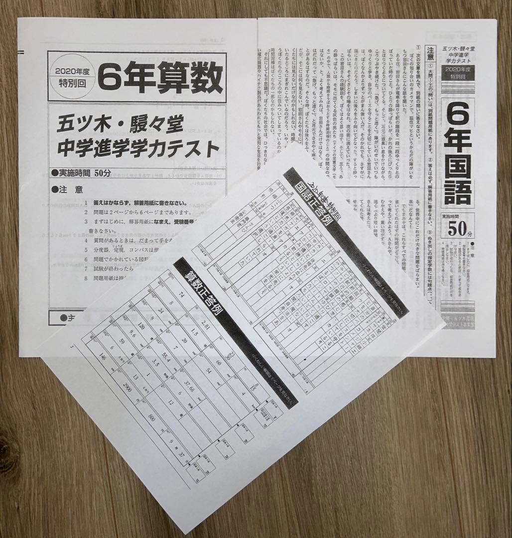 中学受験 五木模試 五ツ木・駸々堂中学進学学力テスト6年生 平成28