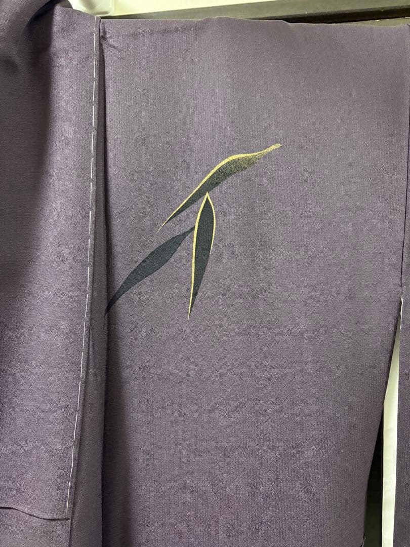 新品未使用★しつけ付き　竹　付け下げ　トールサイズ　紫　黒　金　正絹