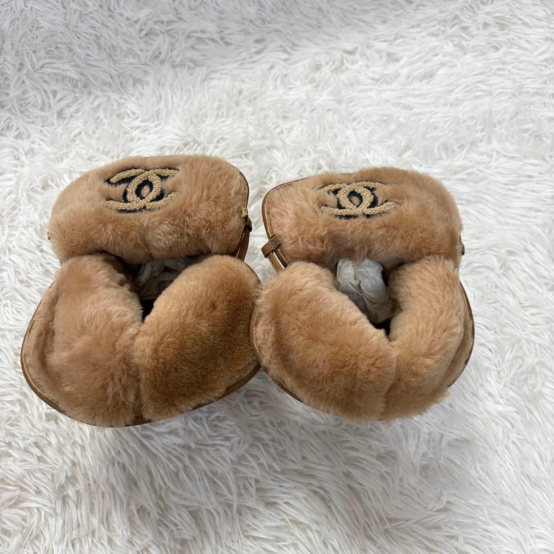 CHANEL シャネル ムートンブーツ 37 ココマーク ファー イタリア製