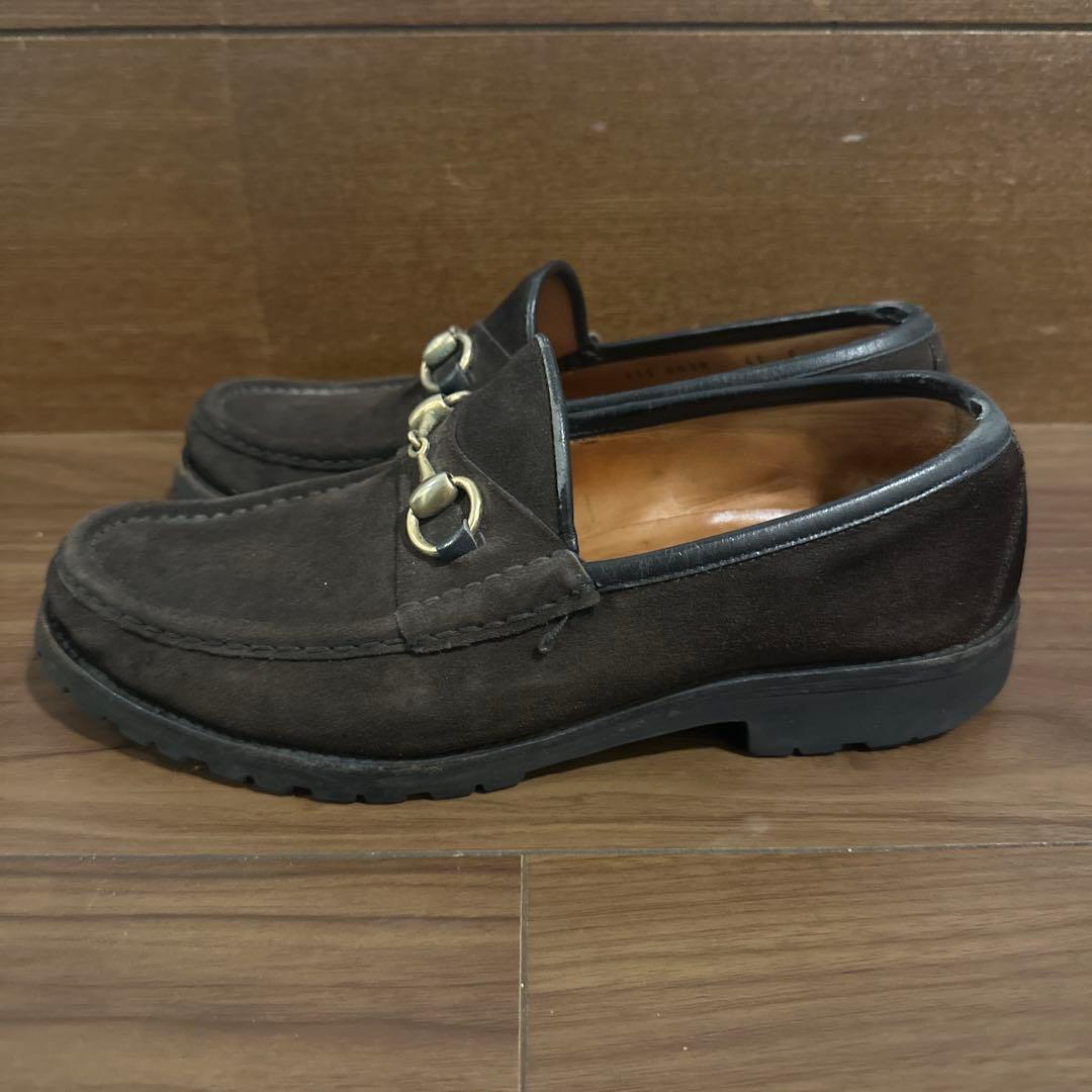 グッチ GUCCI ローファー モカシン ホースビット スウェード 25.5cm