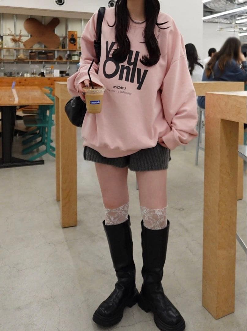 kastaneカスタネ山田yamada企画ウォッシュドロゴスウェット ピンク