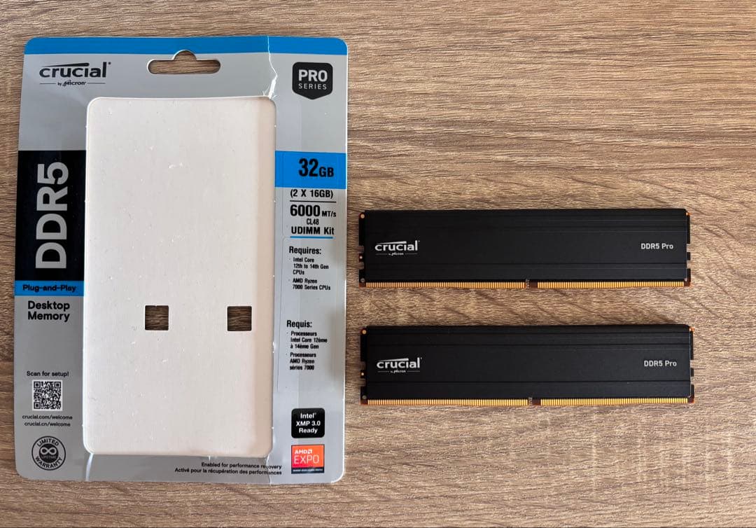 メモリー Crucial DDR5 32GB (2x16GB) 6000MT/s Pro 増設メモリ Crucial Pro Overclockingシリーズ(6000MT/s) ブラック