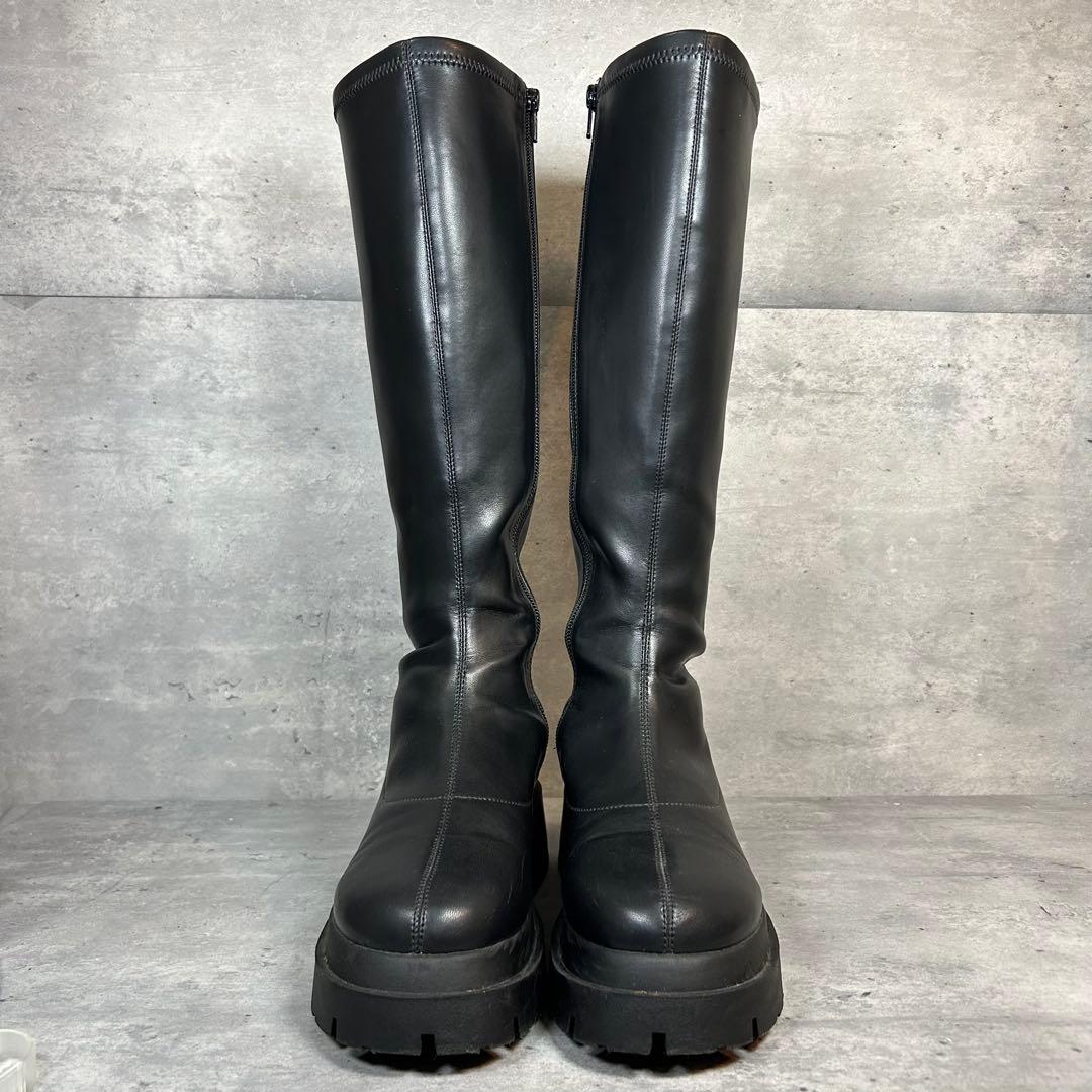 Heather インヒールストレッチロングブーツ 厚底 美脚 サイドジップ M