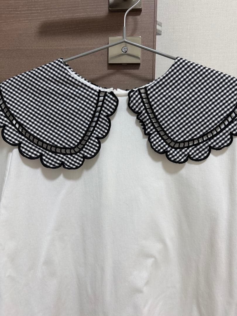 yori スカラップカラーロンTee ギンガムチェック ブラック - メルカリ