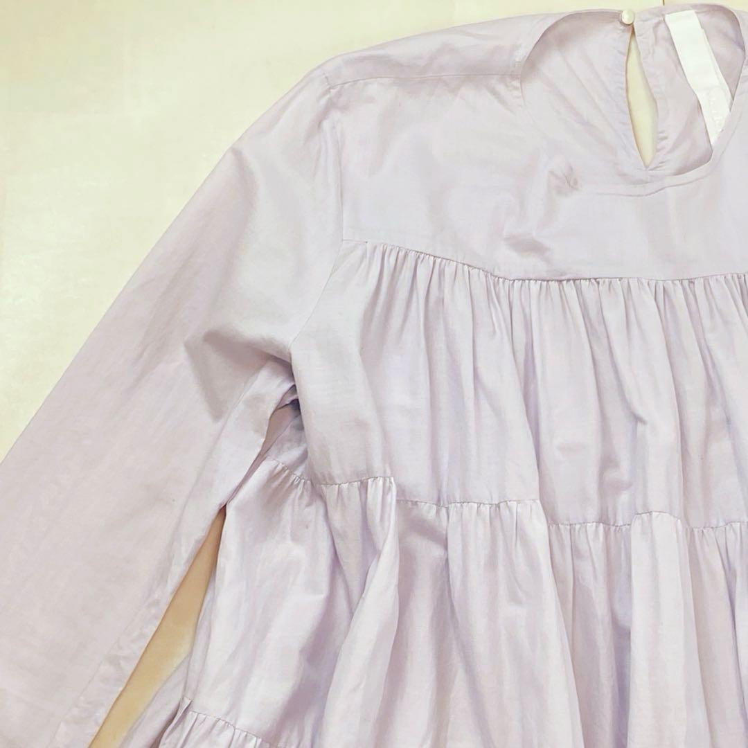 美品 マーレット ソリマン ラベンダー ティアードフリル ワンピース