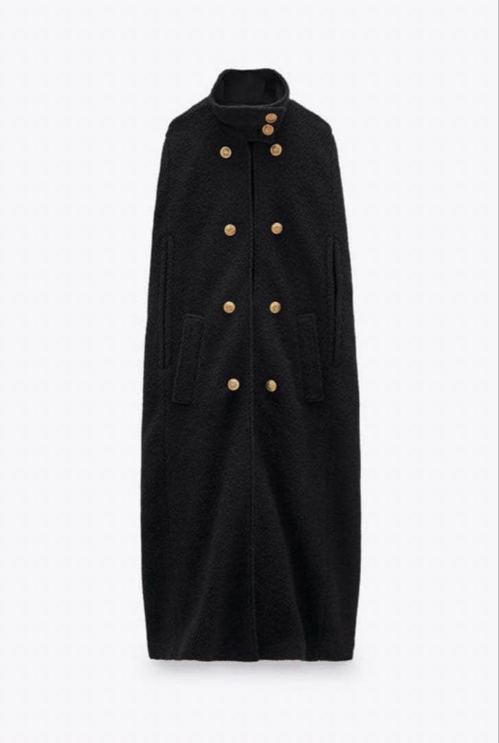 希少】ZARA ロングケープ マント ポンチョ コート M-L ファッション