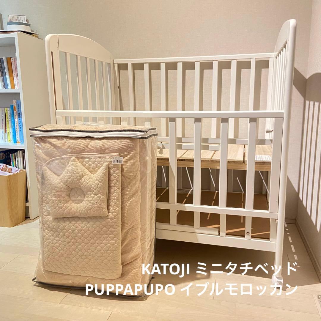 KATOJI ミニタチベッド ホワイト Puppapupoイブルお布団セット付き ミニベッド布団付（ホワイト）」について｜カトージの商品