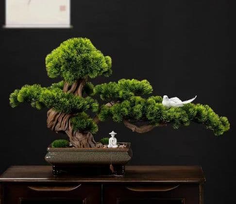 高級模造迎客松盆栽 置物 禅意迎客松盆栽装飾品人工観葉植物 インテリアグリーン Amazon.co.jp: 高級模造迎客松盆栽 置物 禅意迎客松盆栽装飾品 花芸術