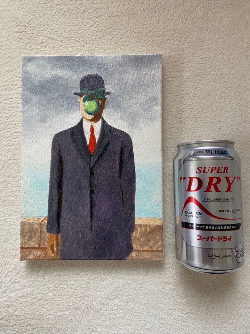 マグリット 肉筆手描きの油絵模写画 人の子