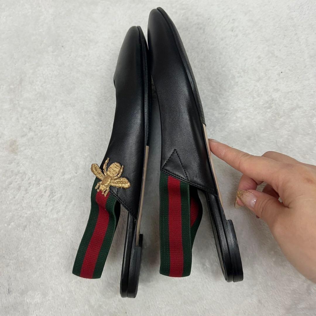 H357 24.0cm グッチ イタリア製 ミュール ブラック レディース