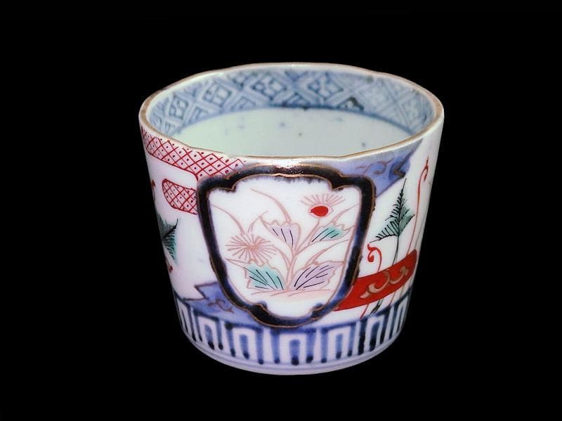 古伊万里 色絵 窓絵 薊に羊歯の図 蕎麦猪口 C221A-CZw - メルカリ
