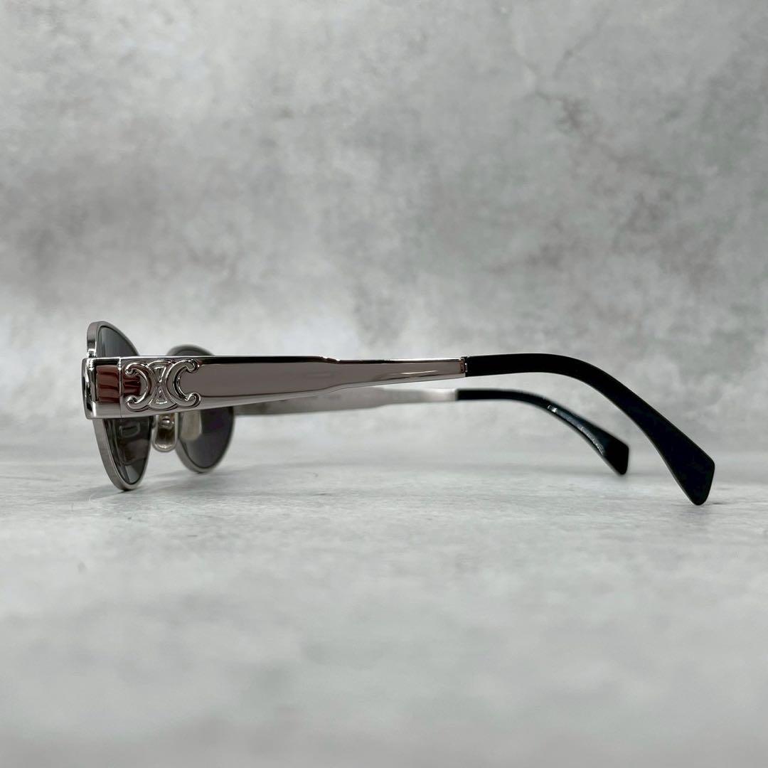 極美品◎セリーヌ トリオンフ メタル 01 サングラス オーバル ロゴ刻印