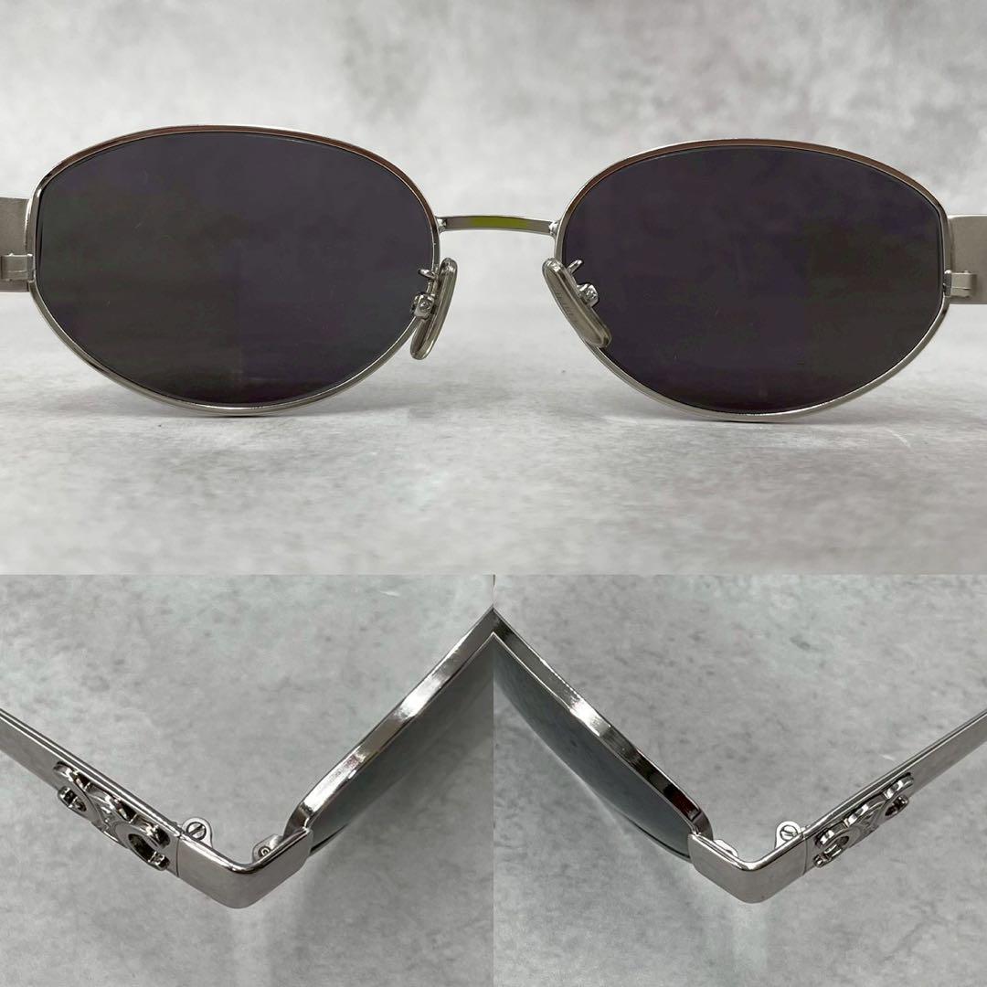 極美品◎セリーヌ トリオンフ メタル 01 サングラス オーバル ロゴ刻印