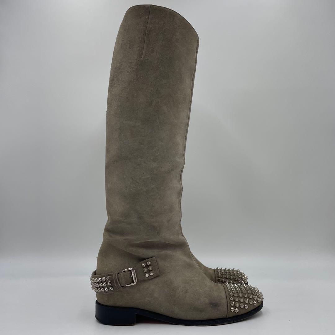 クリスチャンルブタン　スウェード　スパイク　ロングブーツ　24.5cm