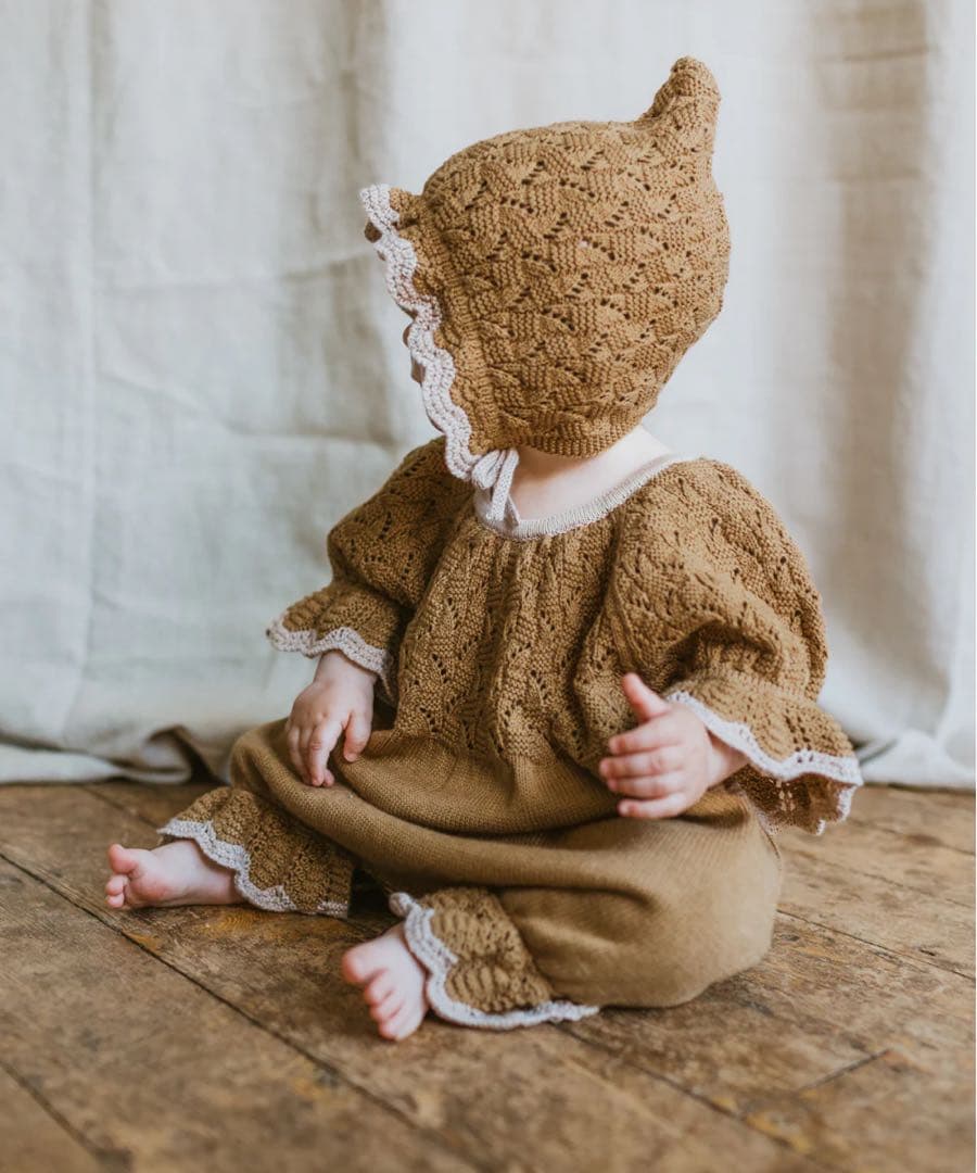 MABLI 小人ロンパース ボンネット 2点セット - メルカリ