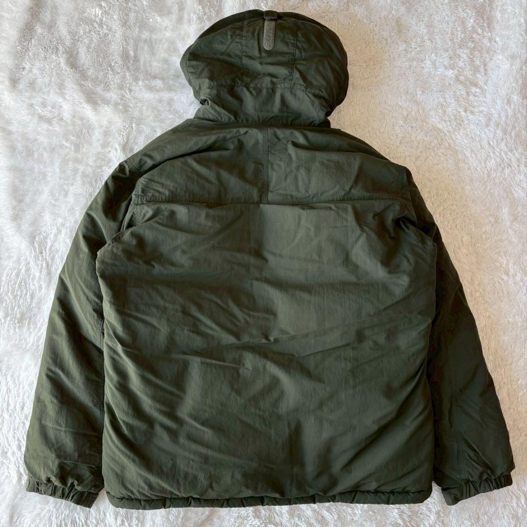 モンベル ローガンダウンジャケット XLサイズ ロゴ フード カーキ