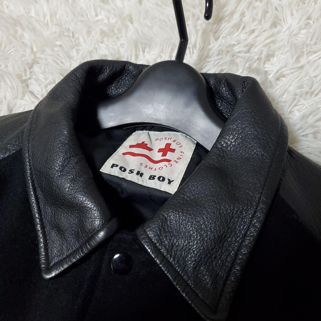 美品 POSH BOY フルデコ レザー袖 スタジャン 裏地 キルティング 当時