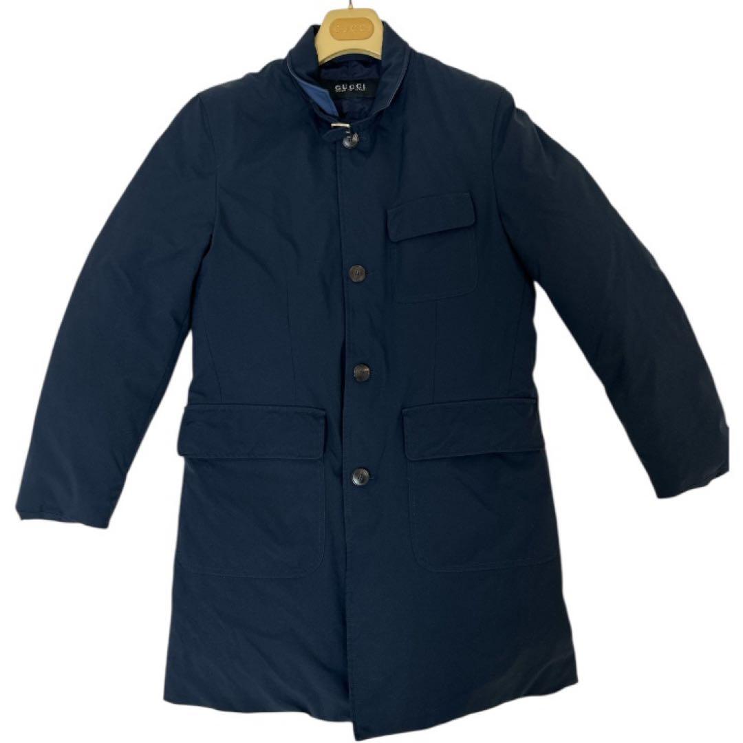 GUCCI グッチ ダウンコート スタンドカラー 襟付き 3ポケット 紺