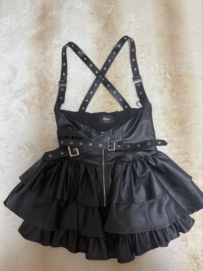 Qooza IMVAL / Frill Leather Dress [BLK]