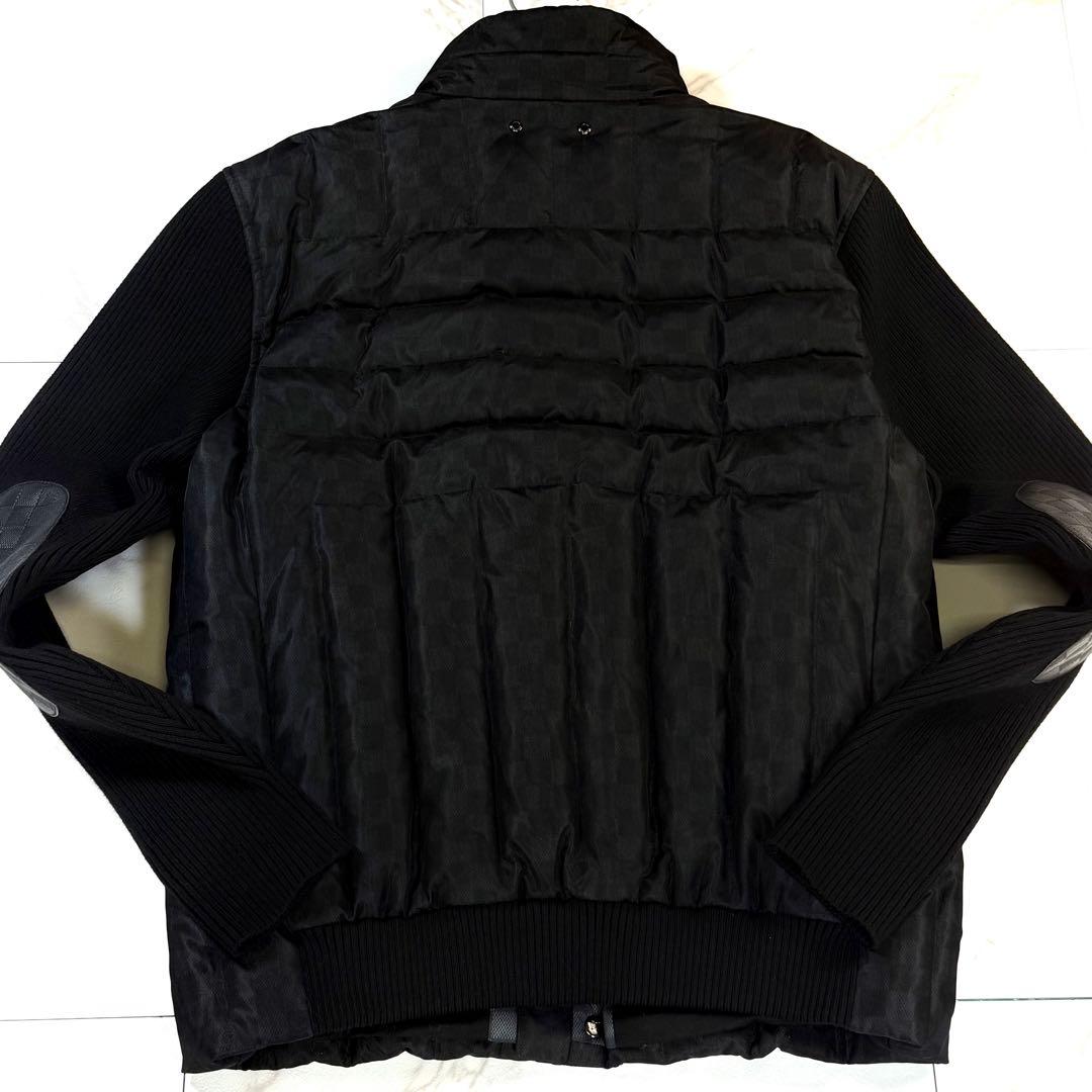 極美品/XL】ルイヴィトン ダミエ柄 ダウンジャケット カウレザー