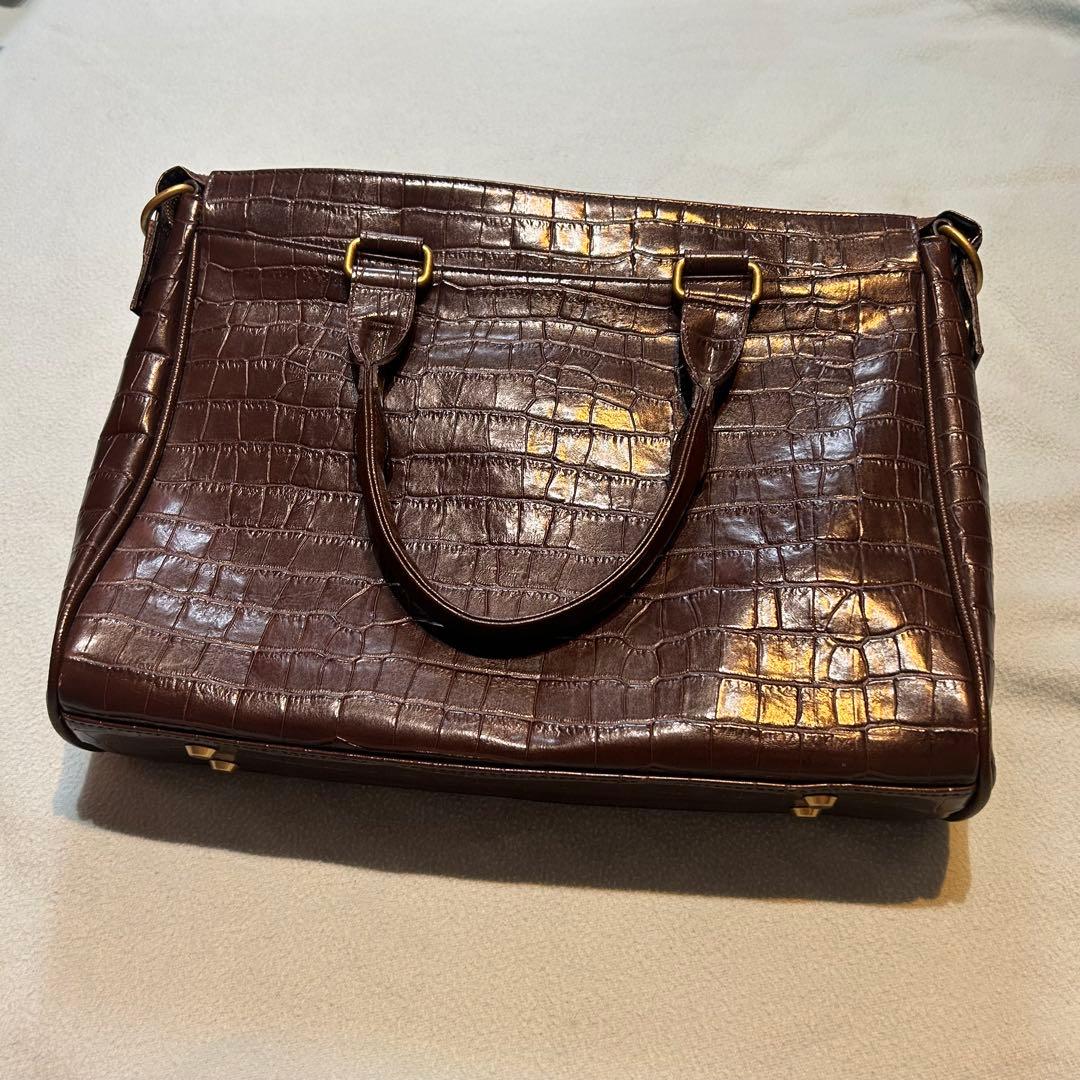 美品】サマンサキングズ ビジネスバッグ クロコ型押し A4収納可