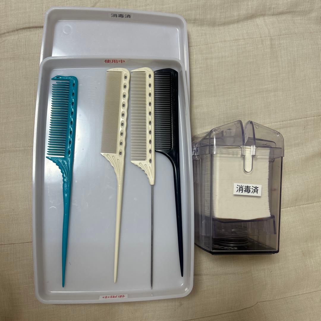 美容師国家試験リングコーム4本セットコーム皿2枚 - メルカリ