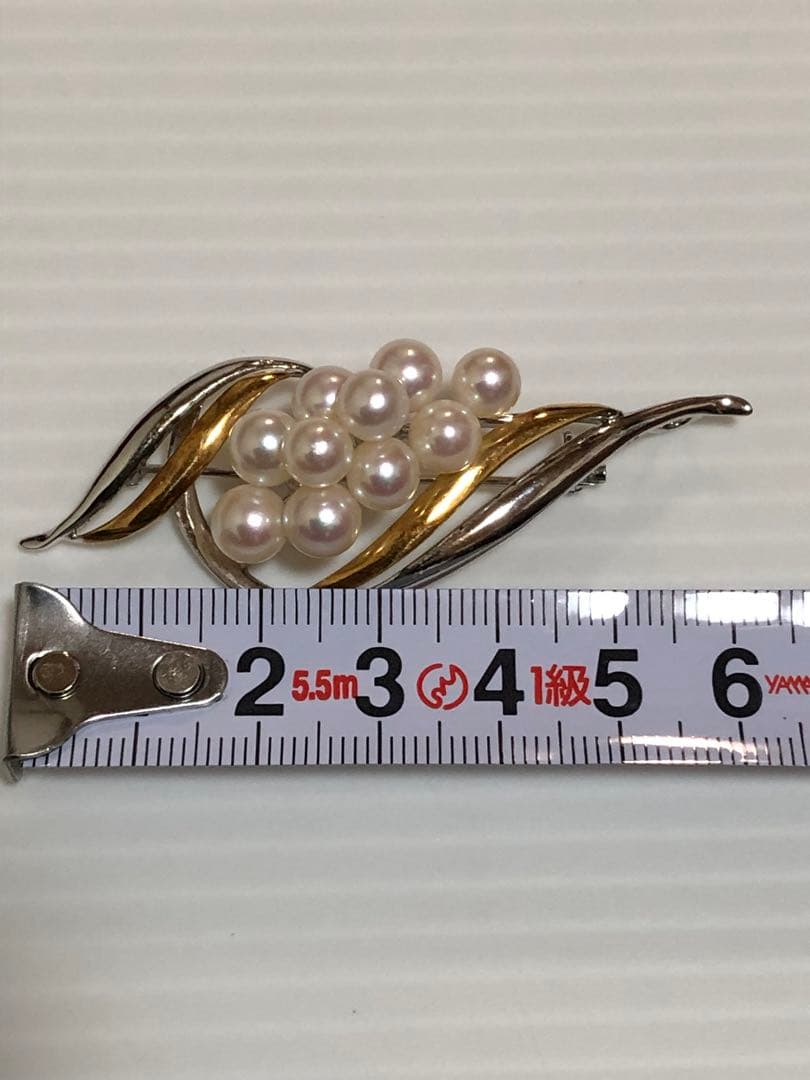 に*ー様 本物保証！K18/SILVERコンビ　本真珠ブローチ！ 8.83g