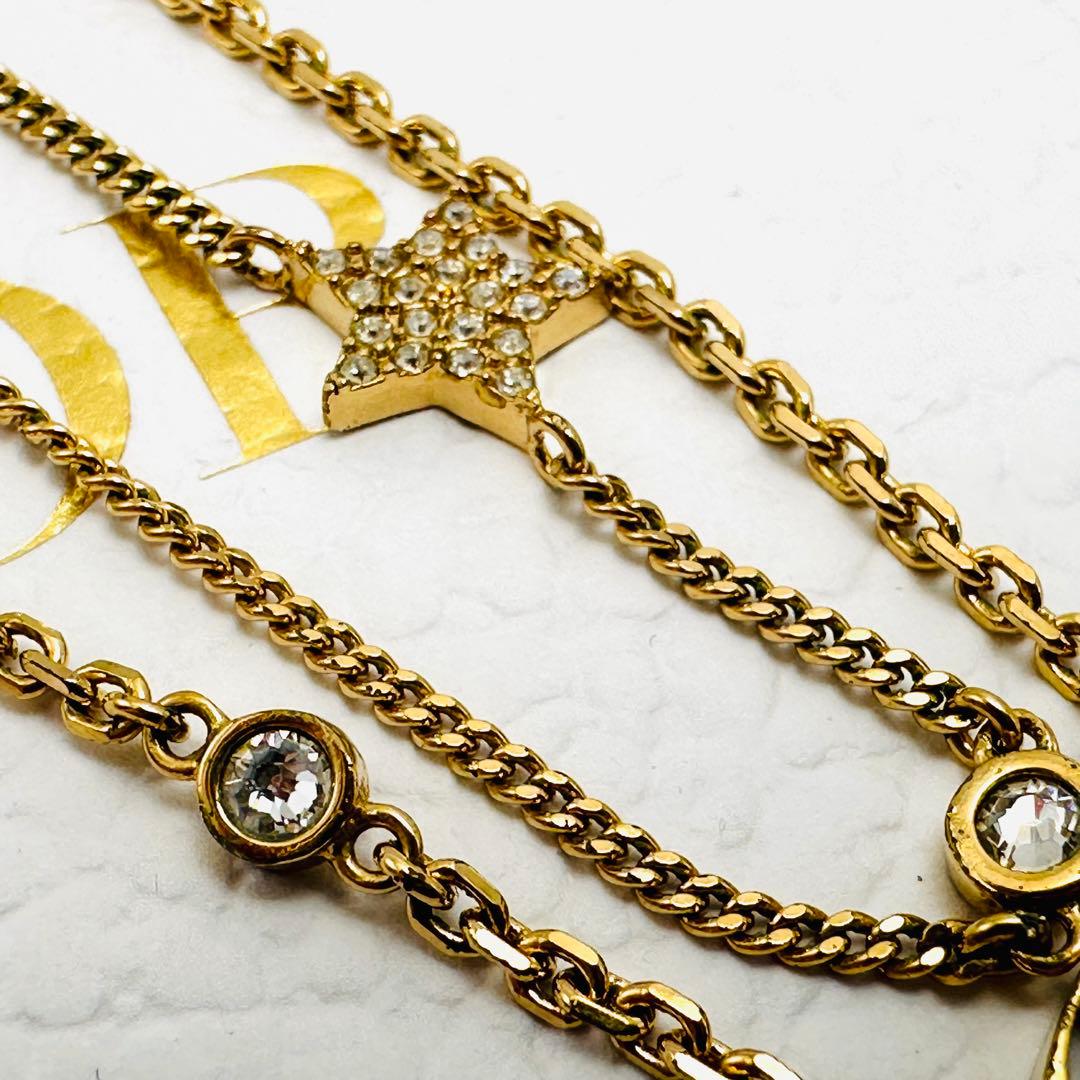 Dior ディオール Petit CD ダブル ネックレス メタル&クリスタル