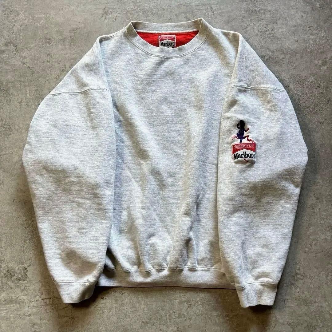 90s marlboroマルボロ リザード刺繍 スウェット グレー L 企業系