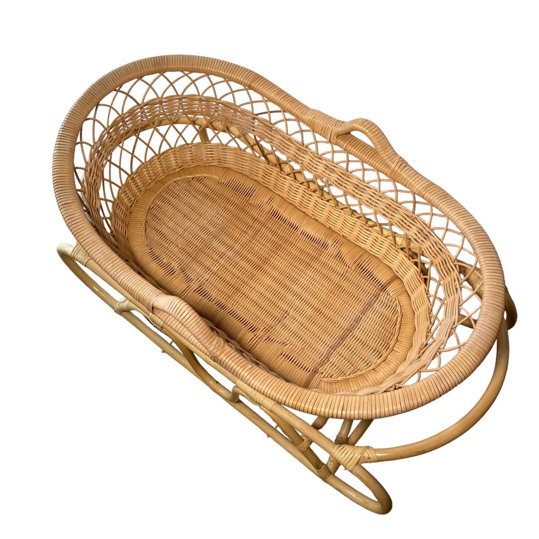 ❤️美品✨ 藤 ラタン ベビーベッド ゆりかご と 手持ちクーファンの