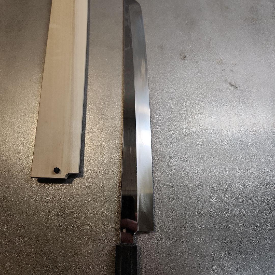 鉄拳良政 先丸柳刃包丁 本焼 尺1 V金10号 銀巻き 黒檀八画柄 - メルカリ