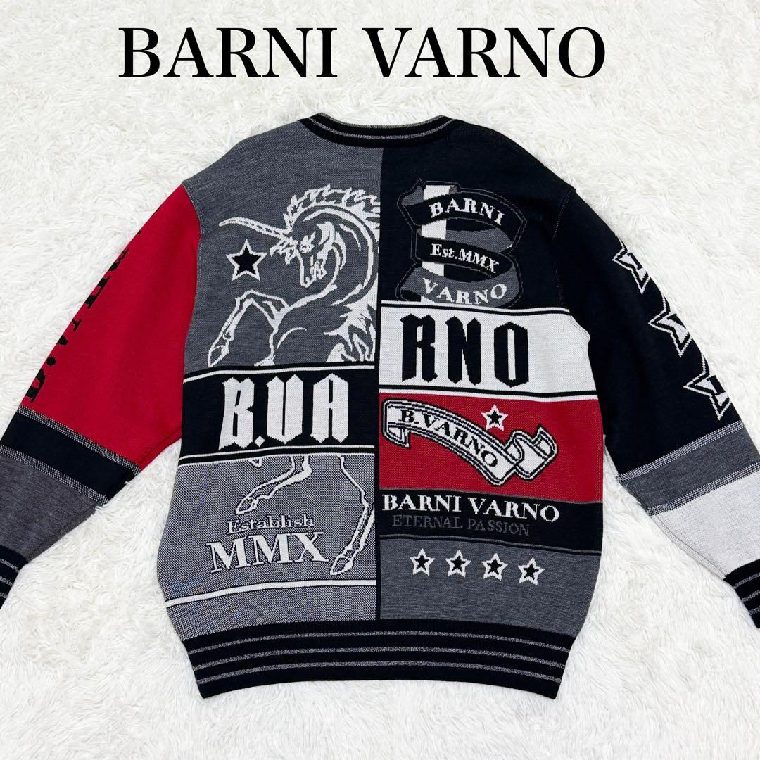 BARNI VARNO バーニヴァーノ ニット セーター 総柄 L BARNI VARNO（バーニヴァーノ） セーター (LL) メンズ アウトレット